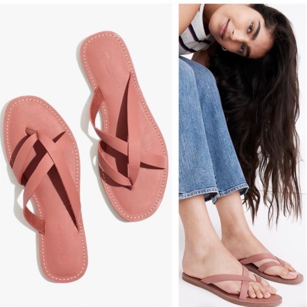 Madewell The Boardwalk Leather Risa Flip Flop‎ in Rose Dust Size 10 NWOB